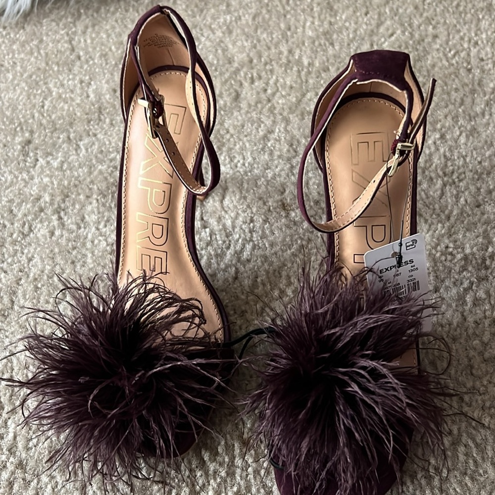 Express Plum Heels with Faux Suede Finish